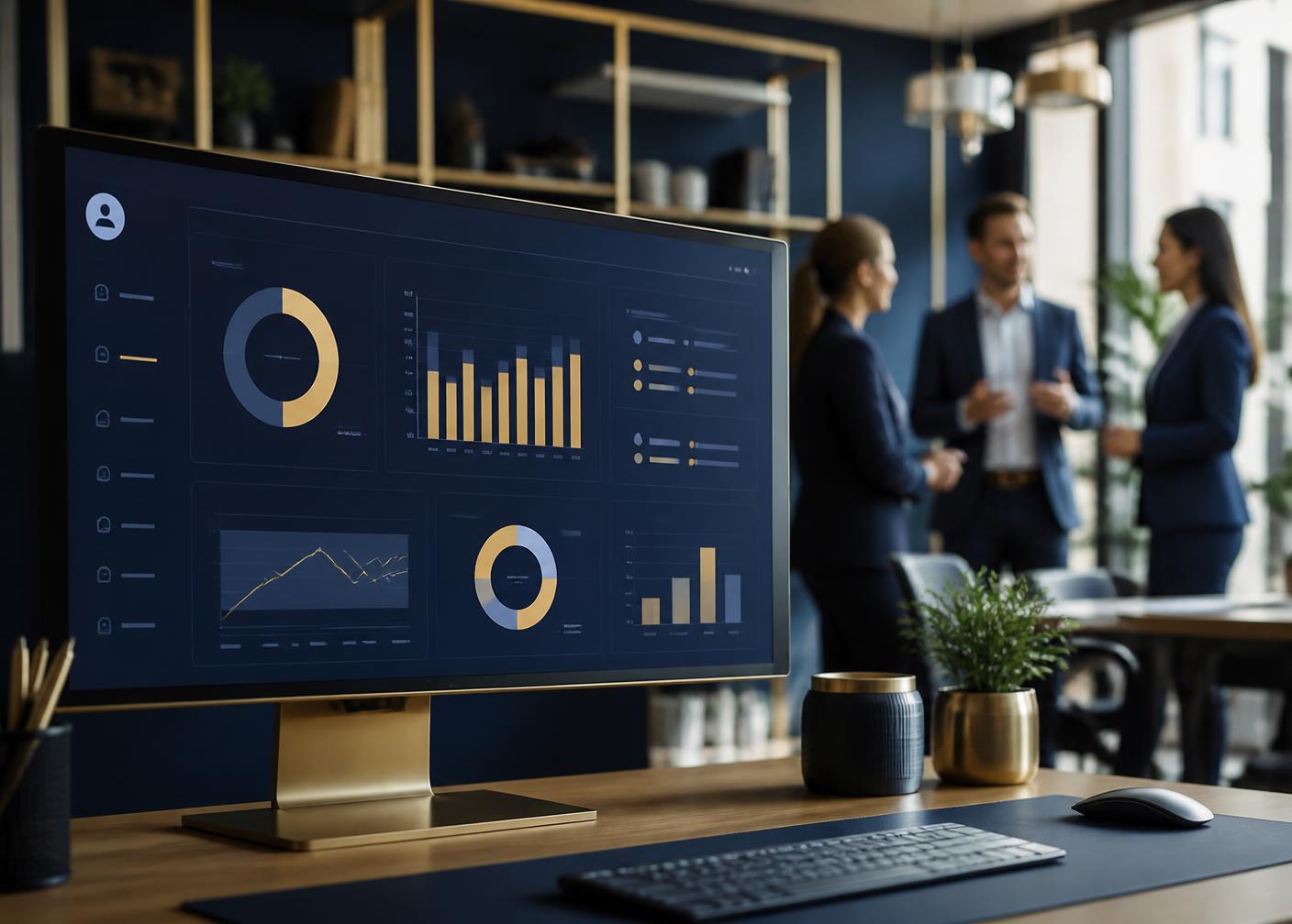 An HR analytics dashboard on screen